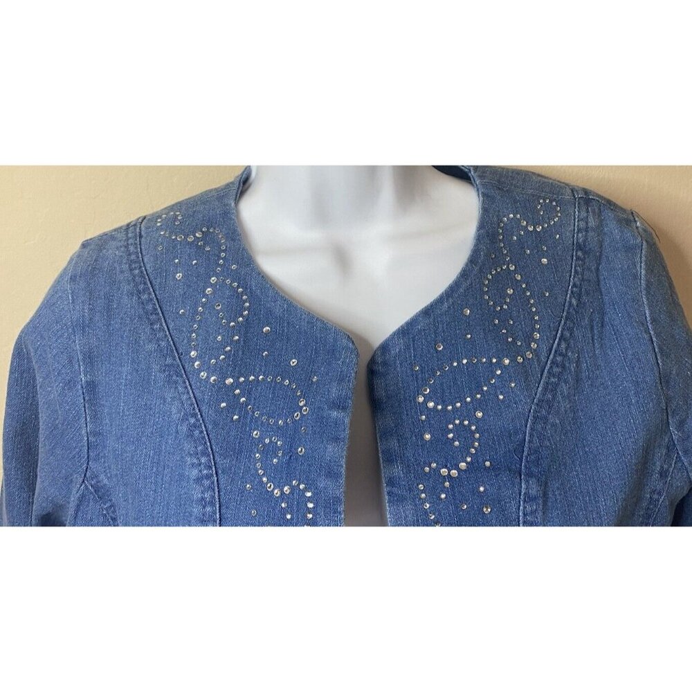 Blair Denim Jean Jacket With Silver Studded Detail & Button Pockets - Picture 4 of 9